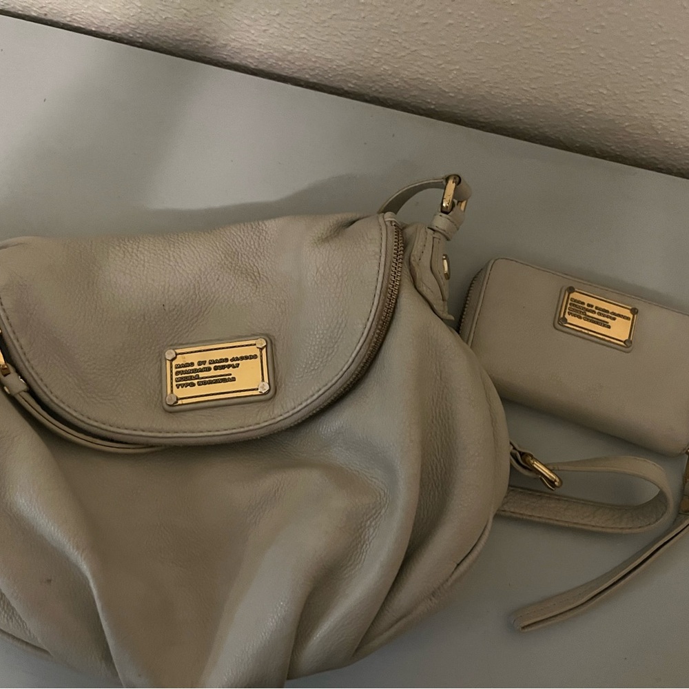 Marc Jacobs Gray Shoulder Bag with Gold Accents